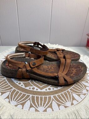 TEVA Women's Sandals BROWN Leather Ventura Cork Size 8